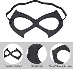 Zwarte kat masker - Half kat oog masker - Make-up bal masker - Rollenspel kostuum feest - Dress-up lederen masker - 2 stuks kostuum — thumbnail 4