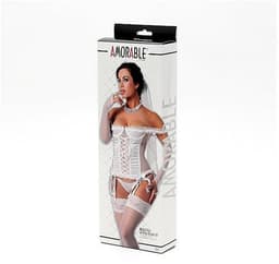 Amorable - Bruid Lingerieset - 7-delig - Inclusief Kousen, String en Sluier XL — thumbnail 2