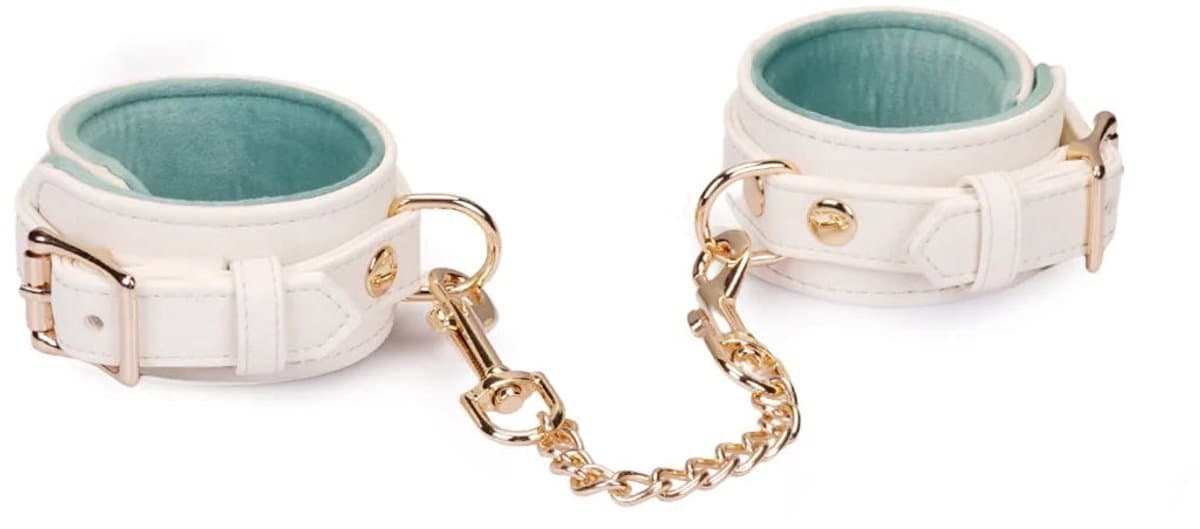 Liebe Seele - Boudoir Amor - Vegan Lederen handboeien - Wit met Gouden Hardware — afbeelding 1