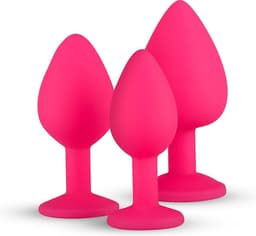 Siliconen Buttplug Met Diamant - Roze — thumbnail 1