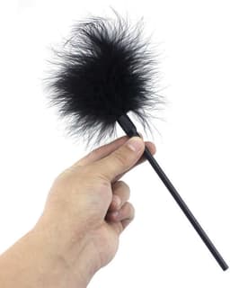 Kietelaar - Veerpluim - Feather tickler - Massageveer - Sensuele accessoire - Streelveer - Strelen - Ontspanningsmassage - Erotische veer - Zwart - 25cm - Jonyx — thumbnail 2