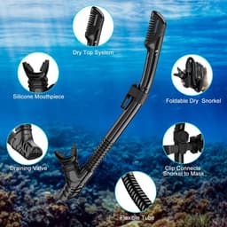 Snorkelset voor volwassenen, snorkelset met duikbril en droge snorkel voor heren en dames, anti-lek en anti-condens, duikmasker van gehard glas voor duiken, snorkelen en zwemmen — thumbnail 5