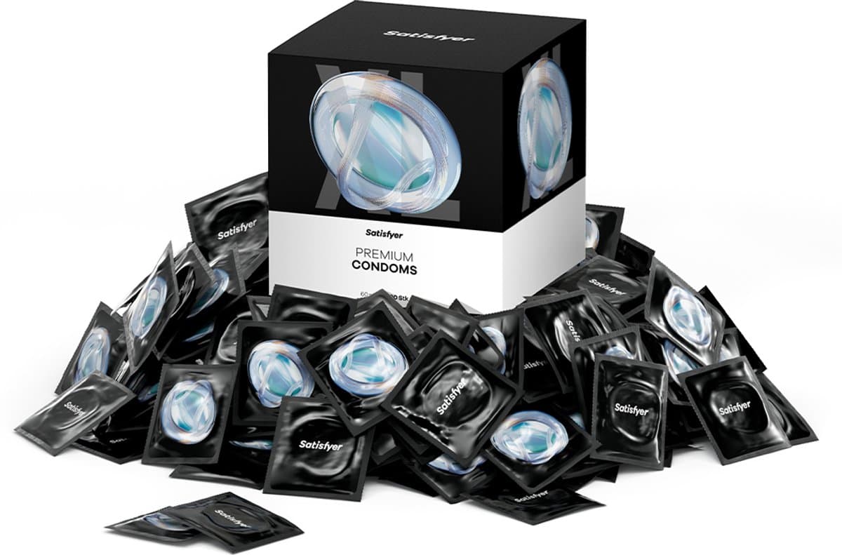 Satisfyer Condooms Heren | 100 stuks | 45-64 mm | XS - XL beschikbaar | Realistisch & dun met vochtig oppervlak | Huidvriendelijk & geurloos | Met reservoir | Getest & betrouwbaar — afbeelding 1