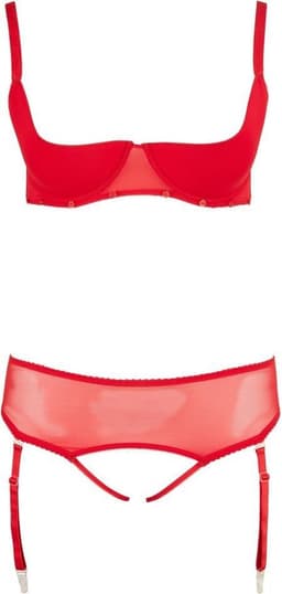 Cottelli Collection 3 Delige Bh-Set Met Kwart Cups - Rood — thumbnail 5