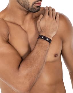 Cut4Men - 2-in-1 Armband & Ballstretcher - PU-Leer - Zwart/Rood — thumbnail 3
