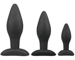 EasyToys - Siliconen Buttplugsetje - 3 Buttplugs - Buttplug - Buttplug Set - Anal Plug - Sex Toys voor Vrouwen en Mannen - Seksspeeltjes - Butt Plug - Zwart