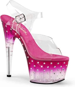 Pleaser - STARDUST-708T Sandaal met enkelband, Paaldans schoenen - Paaldans schoenen - 36 Shoes - Roze/Transparant — thumbnail 1