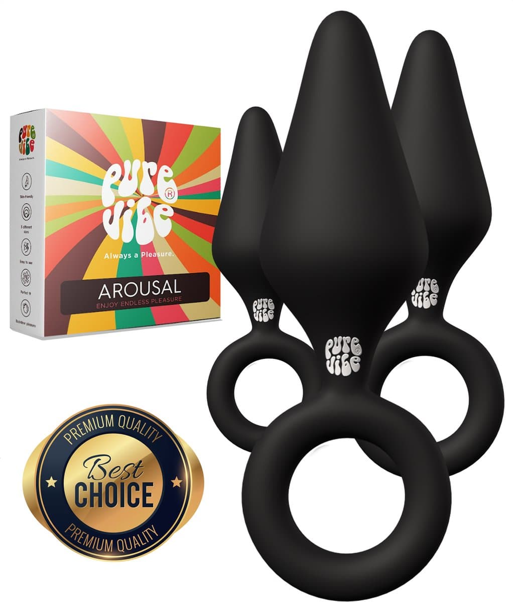 PureVibe® Arousal Buttplug Set met 3 verschillende groottes - Voor Mannen & Vrouwen - Sex Toys - Seksspeeltjes - Buttplugs - Butt plug - Anal Plug — afbeelding 1