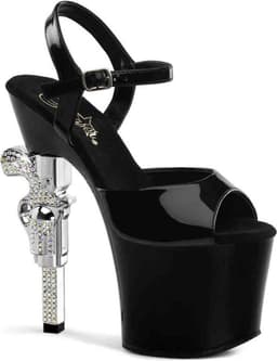 Pleaser - REVOLVER-709 Sandaal met enkelband, Paaldans schoenen - Paaldans schoenen - 41 Shoes - Zwart — thumbnail 1