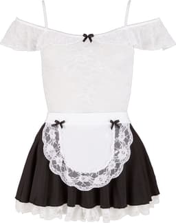 Cottelli Collection – Realistische Dienstmeisje Outfit voor Erotische Rollenspelen Licht Ontbloot met Verstelbare Bandjes – Maat L – Wit — thumbnail 3