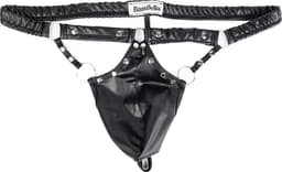 BamBella® L/XL open kruis string Maat L/XL nep leer voor mannen - BDSM Erotische Sex kleding — thumbnail 5