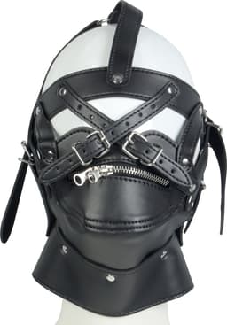 Banoch | Masker Cross | Zwart imitatie leer | Bondage — thumbnail 4