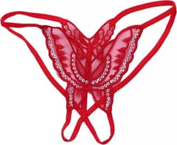 CHPN - Sexy string - Peek-a-boo string - Vlinder - Rode string met open kruis - Rood - Vlinder string - Sexy lingerie - Erotische string - Seks- en Pikant slipje — thumbnail 3