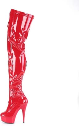 Pleaser - DELIGHT3027 Plateau overknee Laarzen - US 5 - 35 Shoes - Rood — thumbnail 4