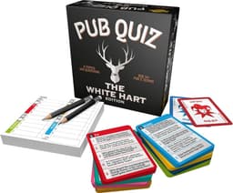 Pub Quiz Kaarten - Vragen spel - Gezelligheid thuis - 400 recente vragen - 14x14x5 cm - Wit — thumbnail 3