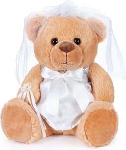 Bruine Teddyberen - Bruidspaar Set - Huwelijksgeschenk Geven - Romantische Details - 25 cm Hoog - Wit — thumbnail 5