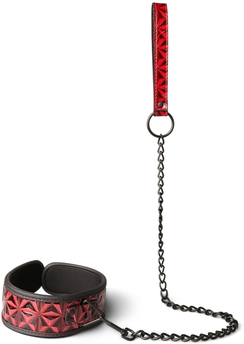 Luxe BDSM Halsband met Leash – Verstelbare Kraag met Ketting & Polsriem – Zwart/Rood Design voor Dominantie & Rollenspel — afbeelding 1