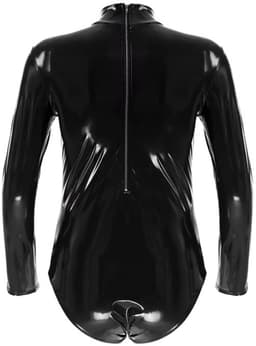 Bodysuit Lingerie Heren Lakleer - Clubwear - Rits - Catsuit - Zwart — thumbnail 3