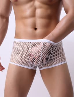 Witte Visnet Boxershort Heren – Sexy Transparant Herenondergoed – Maat L/XL — thumbnail 1