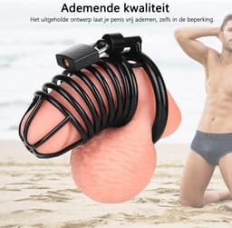 DOWO® - Kuisheidskooi - Black Panther - Metaal - Peniskooi - Kuisheidskooi voor Mannen - Chastity cage - Staal – Zwart - 3 Maten — thumbnail 5