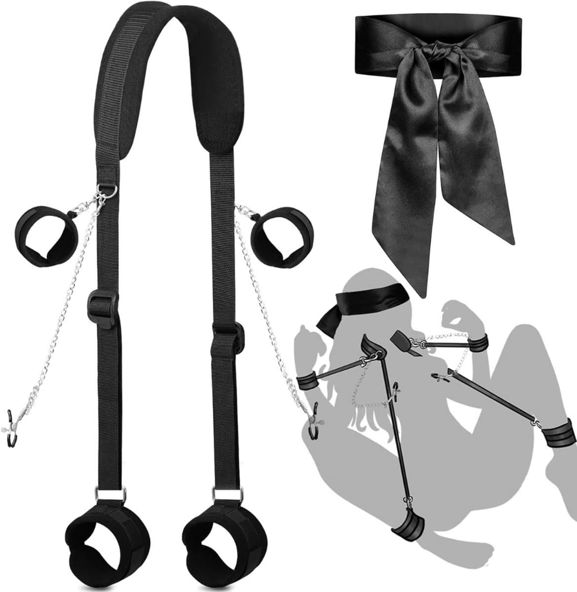 BDSM Extreme - Sex Toys voor Koppels - Seksspeeltjes voor Koppel - Shibari Touw – Bondagesets - Sexspeeltjes voor Koppels - Couple Games – Bondagesets – Zwart — afbeelding 1
