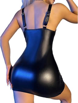 Sexy jurk met rits aan de voorkant voor dames, lingerie, clubwear, mini-jurk met bodycon kanten bh-jurk — thumbnail 4