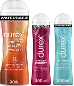 Durex - 3 Glijmiddelen - Voor Een Sensuele Aanraking - Waterbasis - Tingle 100ml- Massage Ylang Ylang 2 in 1 200ml - Crazy Cherry 100ml — thumbnail 1