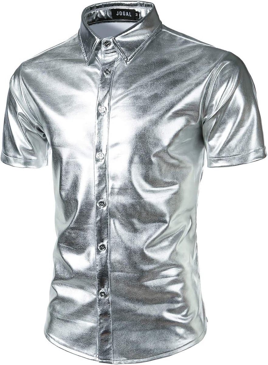 Herenshirt met Glanzende Metallic Print voor Feest en Nachtclub — afbeelding 1