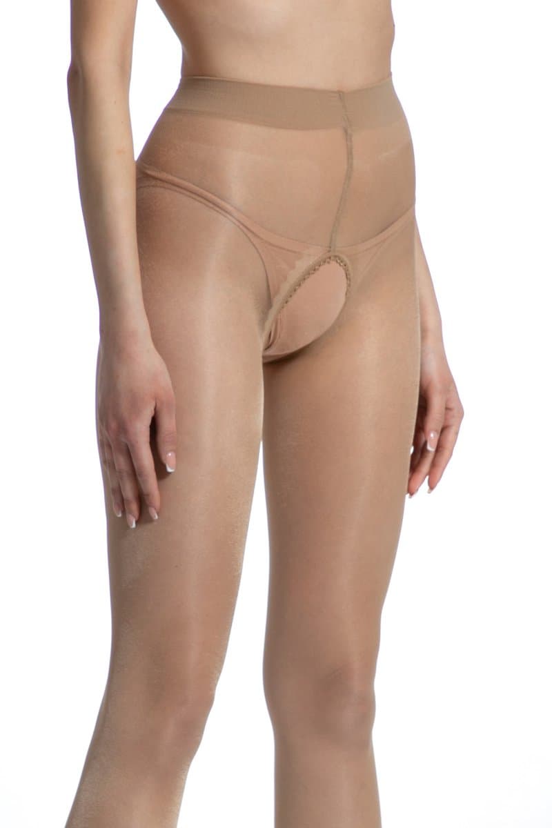 Panty open kruis - 20 Denier - Kleur: Beige - Maat: XXL - Model: Gloss - Merk: Amour — afbeelding 1