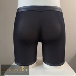 Heren Boxer met Lange Pijpen en Open Kruis - Mesh / PU Leder - Zwart - Maat M | LS067 — thumbnail 2