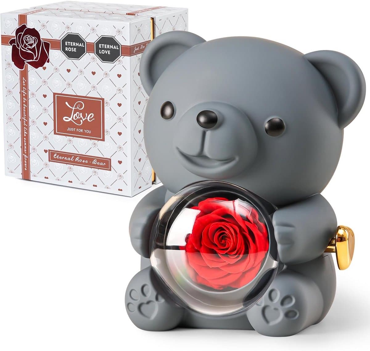 Romantische beer met geconserveerde roos en elegante geschenkdoos - Perfect cadeau voor Valentijnsdag, Moederdag en bruiloften — afbeelding 1