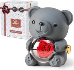 Romantische beer met geconserveerde roos en elegante geschenkdoos - Perfect cadeau voor Valentijnsdag, Moederdag en bruiloften — thumbnail 1