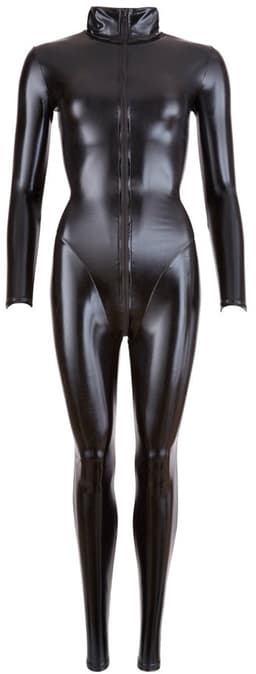 Cottelli Collection – Extravagante Catsuit met Lange Mouwen en Rits voor een Kinky Uitstraling – Maat S – Zwart — thumbnail 2