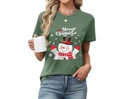 Grappig Kerst T-shirt Dames Katoen Ronde Hals Korte Mouwen Vrije Tijd Shirt