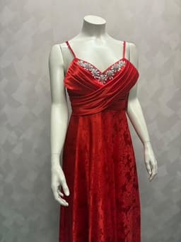 Lange Satijnen Avondjurk Dames – Elegante Gala Jurk met Kant & Verstelbare Bandjes – Luxe Feestjurk - Red — thumbnail 3