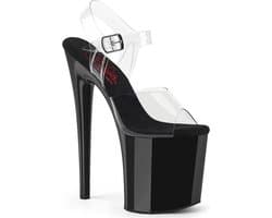 Pleaser - NAUGHTY808 Sandaal met enkelband, Paaldans schoenen - US 8 - 38 Shoes - Transparant/Zwart