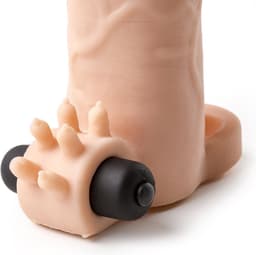 Vibrerende Penis Sleeve die echt aanvoelt - 19 cm - beige — thumbnail 5