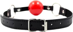 Smart Moves - Ball Gag - Plastic Bal - Bandje PU Leer - Zwart/Rood — thumbnail 2