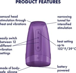 Satisfyer Men Heat Vibration | Masturbator met verwarmingsfunctie & 12 trilprogramma's | werkt op batterijen (3×AAA) | huidvriendelijke siliconen | waterdicht (IPX6) | toys voor mannen — thumbnail 5