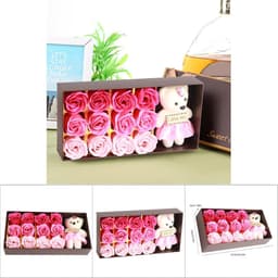 Rozenbloem Pluche Beer - Romantisch Cadeau - Cadeau Geven - Zeepbloemen Met Beer - 24 x 12 x 5 cm — thumbnail 4