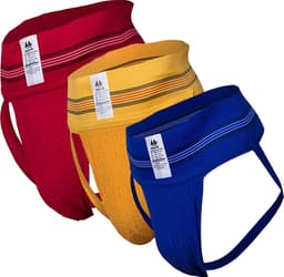MM Sports The Original No. 10 Jockstrap 3 inch Multipack 1x Red + 1x Yellow + 1x Blue - MAAT XL - Heren Ondergoed - Jockstrap voor Man - Mannen Jock — thumbnail 1
