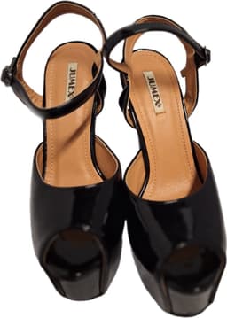 JUMEX-EROTISCHE PUPM -BLACK LAKLEER- HAK 16 CM-ZOOL 6CM-SIZE38 — thumbnail 1