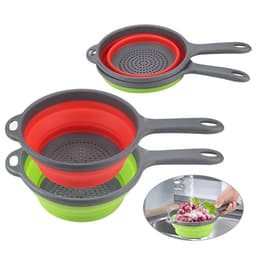 siliconen vergiet fruit plantaardige wasmand zeef met handvat zeef inklapbare afvoerder, fruit groente manden Keukengereedschap (Color : Orange small) — thumbnail 1