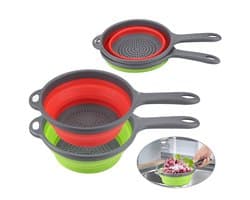 siliconen vergiet fruit plantaardige wasmand zeef met handvat zeef inklapbare afvoerder, fruit groente manden Keukengereedschap (Color : Orange small)