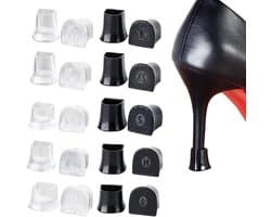 Dailygoods- Hakbeschermers 10 Paar - Hakkappen - Antislip - Silicone - Transparant/Zwart - Verschillende Maten - Hielkappen