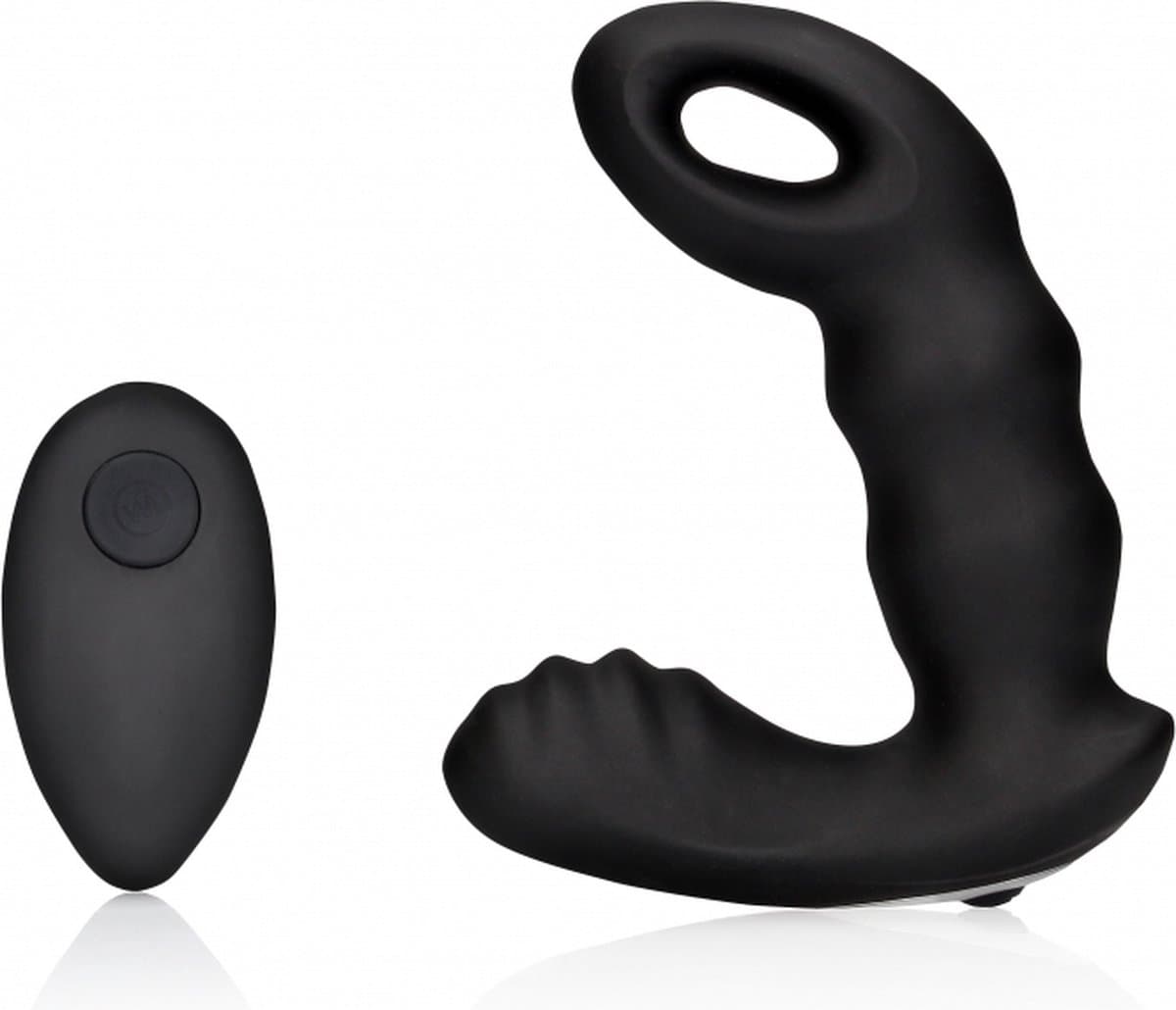 Shots - Ouch! OU907BLK - Beaded Vibrating Prostate Massager with Remote Control - Black — afbeelding 1
