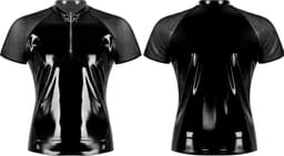 Latex wetlook shirt mannen - Transparante schouders - Ritssluiting - Glanzend - BDSM - Club — thumbnail 4