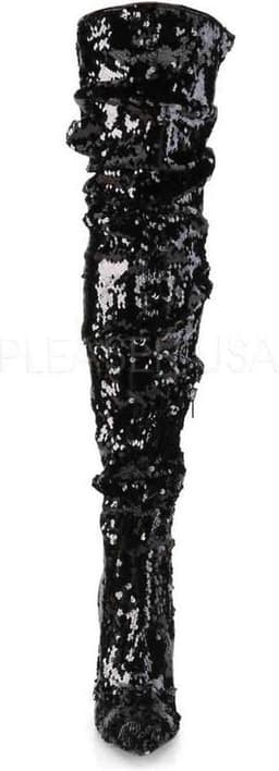 COURTLY-3011 - (EU 41,5 = US 11) - 5 Ruched Sequined Thigh High Boot, 1/3 Side Zip — thumbnail 2