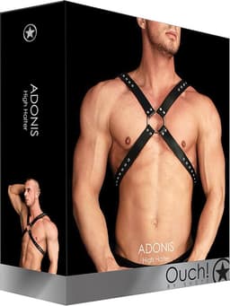 Ouch! Adonis Leren Halter Harnas voor Torso in Kruis Vorm Mannelijke Uitstraling - Zwart — thumbnail 3