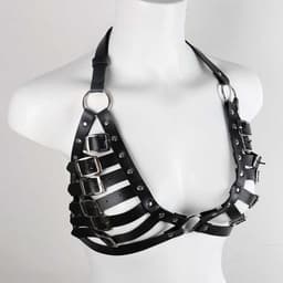 Erotische lederen BH riemen en gespen - Harnas - BDSM - Bondage - Verstelbaar - Festival - Borsten — thumbnail 4